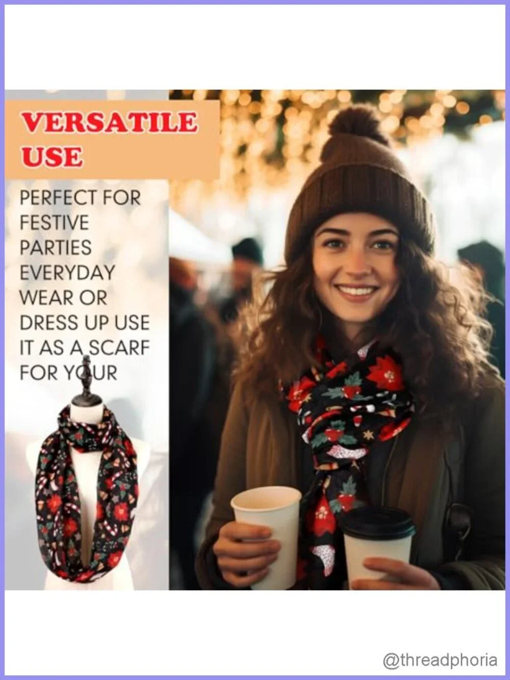 6 Pack Christmas Infinity Scarves Voile Plaid Sheer Women Winter Fashion Scarves